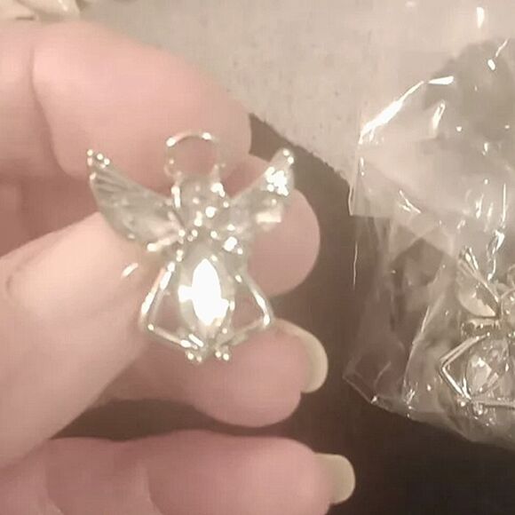 🩷Set Of Four Silver Tone And Crystal Angel With Halo Lapel/Tie Pins. NWOT - Picture 1 of 2